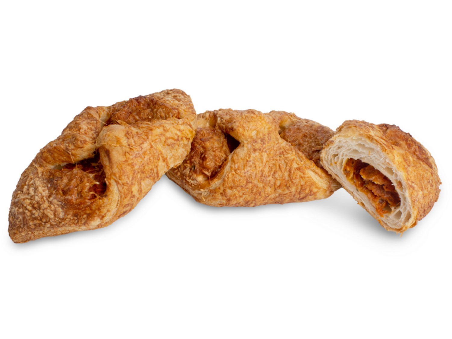 Tomaat mozzarella snack, bladerdeeg gevuld met tomaat en mozzarella